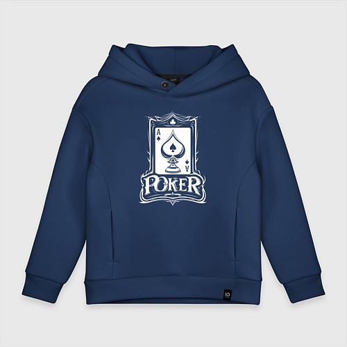 Детское худи оверсайз Покер туз пик / Тёмно-синий – фото 1