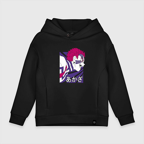 Детское худи оверсайз Клинок, рассекающий демонов Аказа / Черный – фото 1