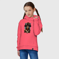 Толстовка оверсайз детская Одноглазый пират Йо-хо-хо и бутылка рома, цвет: коралловый — фото 2