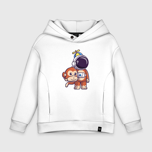 Детское худи оверсайз Космонавт в костюме обезьяны / Белый – фото 1