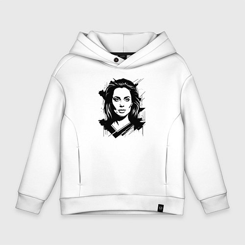 Детское худи оверсайз Анджелина Джоли в стиле стрит-арт / Белый – фото 1