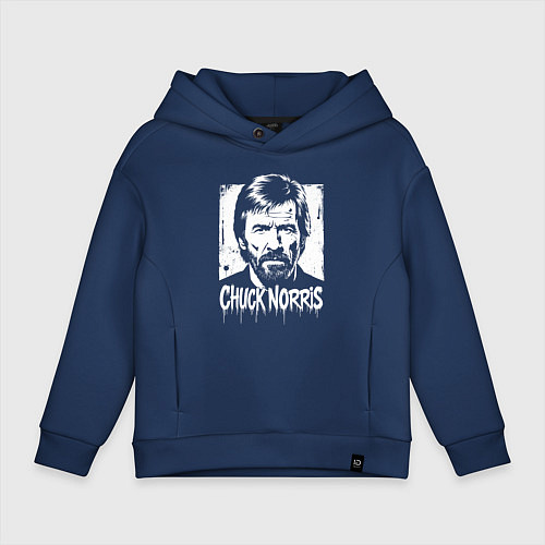 Детское худи оверсайз Чак Норрис в стиле стрит-арт / Тёмно-синий – фото 1