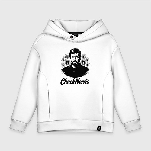 Детское худи оверсайз Чак Норрис в цветах / Белый – фото 1