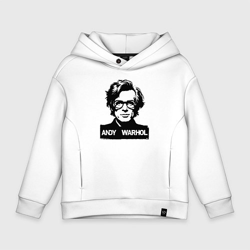 Детское худи оверсайз Энди Уорхол портретный образ / Белый – фото 1