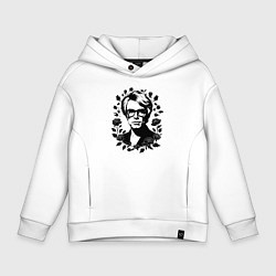 Толстовка оверсайз детская Энди Уорхол в цветочном обрамлении, цвет: белый