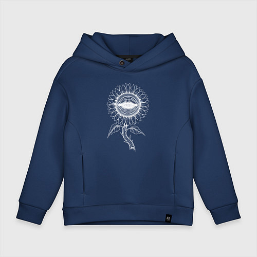 Детское худи оверсайз Подсолнух - зубастый цветок / Тёмно-синий – фото 1