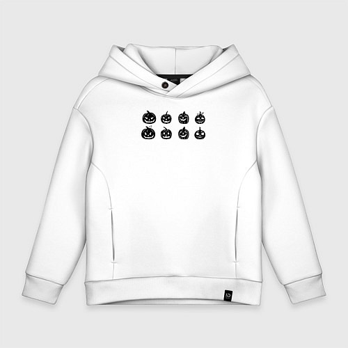 Детское худи оверсайз Черные тыквы на Хэллоуин / Белый – фото 1
