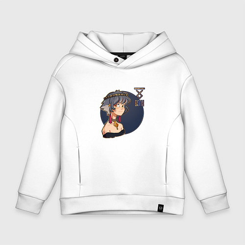 Детское худи оверсайз Девушка-волк: тотем волка / Белый – фото 1