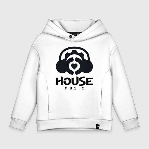 Детское худи оверсайз House Music Logo with Heart / Белый – фото 1