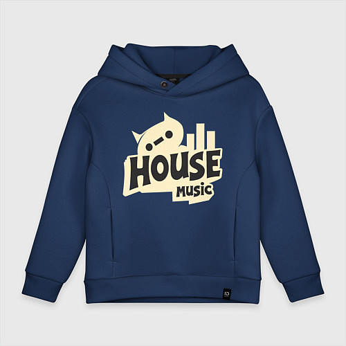 Детское худи оверсайз House Music Logo with Heart / Тёмно-синий – фото 1