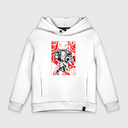 Толстовка оверсайз детская Клинок рассекающий демонов Незуко портрет, цвет: белый