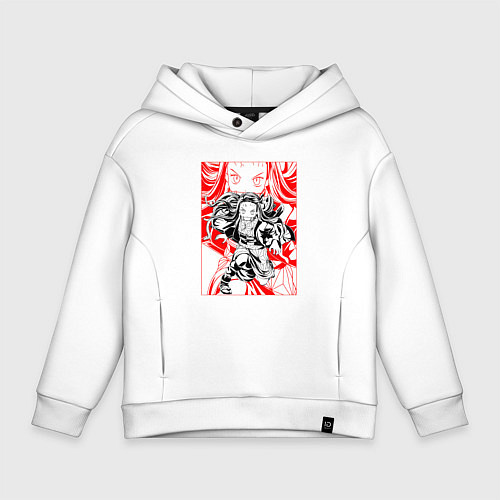 Детское худи оверсайз Клинок рассекающий демонов Незуко портрет / Белый – фото 1