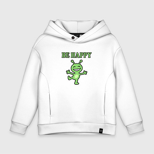 Детское худи оверсайз Инопланетянин, мем, be happy / Белый – фото 1