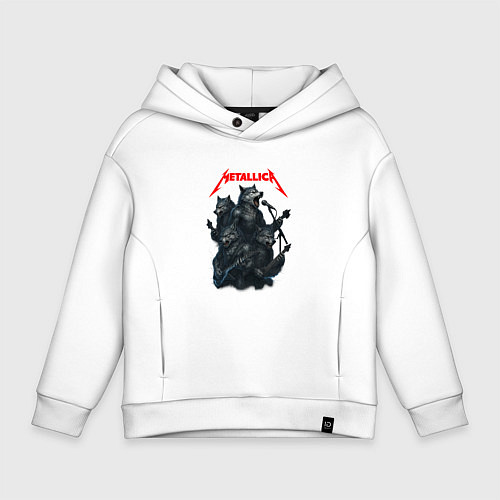Детское худи оверсайз Metallica волки / Белый – фото 1