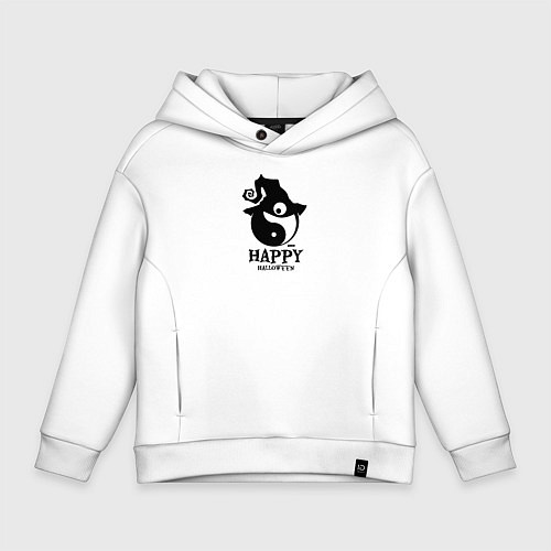 Детское худи оверсайз Счастливого Хэллоуина и гармонии / Белый – фото 1