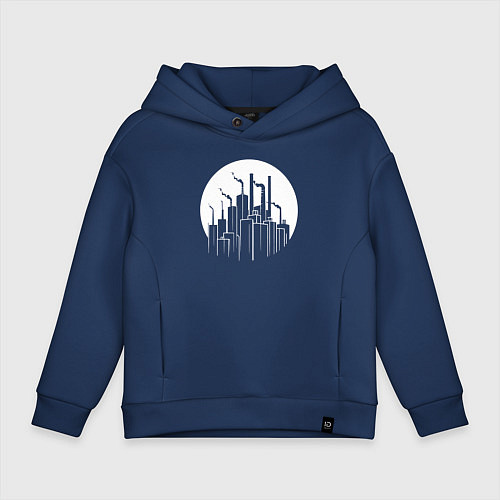 Детское худи оверсайз Лунный завод / Тёмно-синий – фото 1