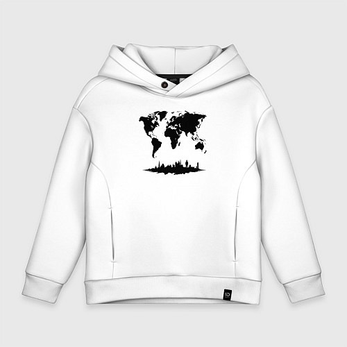 Детское худи оверсайз Мир в тени города / Белый – фото 1