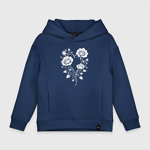 Детское худи оверсайз Сердце из роз / Тёмно-синий – фото 1