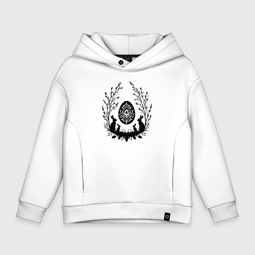 Детское худи оверсайз Пасхальное кролики и яйцо / Белый – фото 1