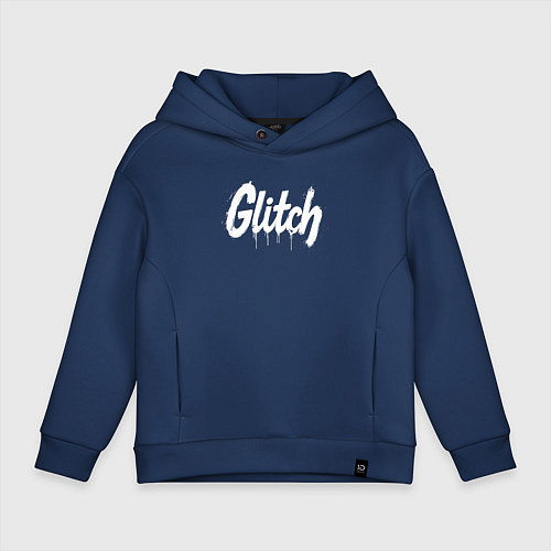 Детское худи оверсайз Глитч краской / Тёмно-синий – фото 1