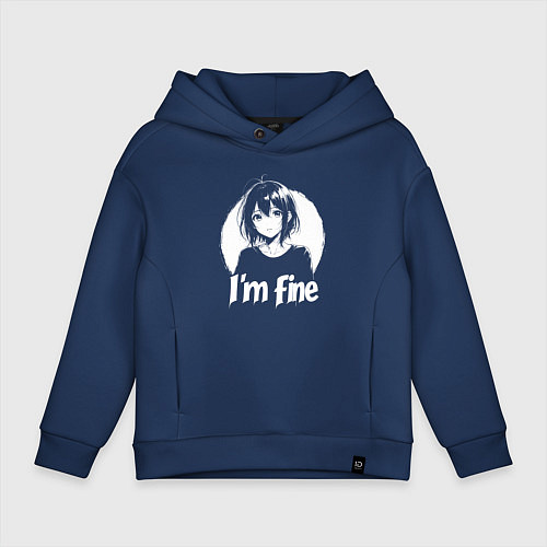 Детское худи оверсайз Я в порядке анимешница / Тёмно-синий – фото 1