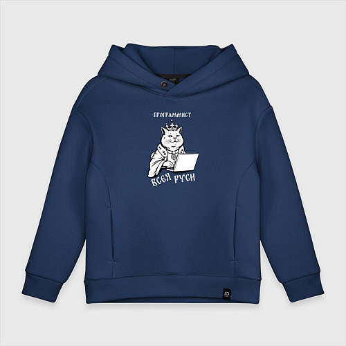 Детское худи оверсайз Программист всея Руси / Тёмно-синий – фото 1