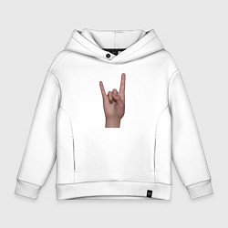 Толстовка оверсайз детская Жест коза правой рукой, цвет: белый