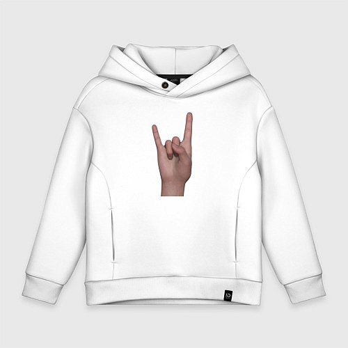 Детское худи оверсайз Жест коза правой рукой / Белый – фото 1