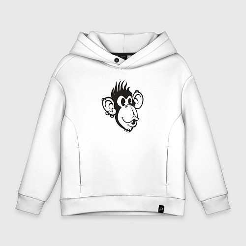 Детское худи оверсайз Rock monkey / Белый – фото 1