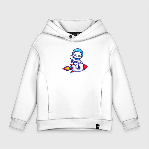 Детское худи оверсайз Космическая панда / Белый – фото 1