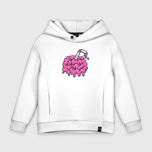 Детское худи оверсайз Brain drink / Белый – фото 1