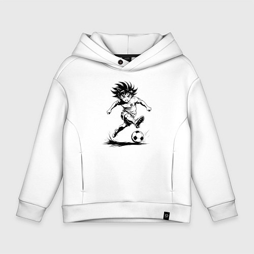 Детское худи оверсайз Футбольная атака аниме / Белый – фото 1