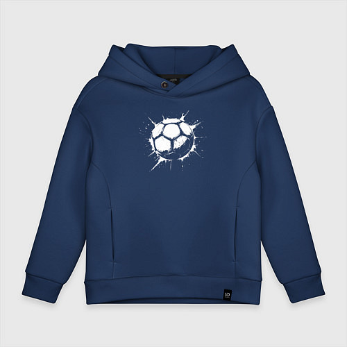 Детское худи оверсайз Футбольный мяч в белой краске / Тёмно-синий – фото 1