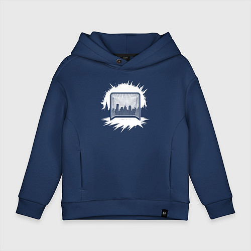 Детское худи оверсайз Уличная хоккейная рамка / Тёмно-синий – фото 1