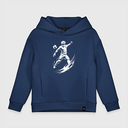Толстовка оверсайз детская Аниме удар в футболе, цвет: тёмно-синий