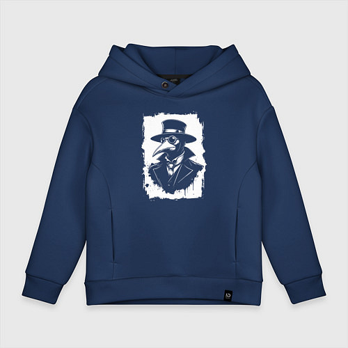 Детское худи оверсайз Чумной доктор в шляпе / Тёмно-синий – фото 1