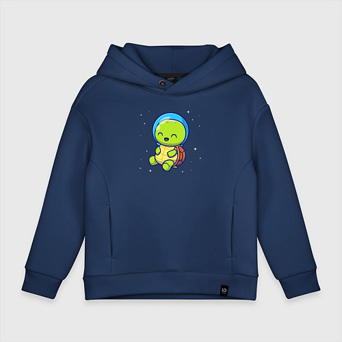 Детское худи оверсайз Черепашка в космосе / Тёмно-синий – фото 1