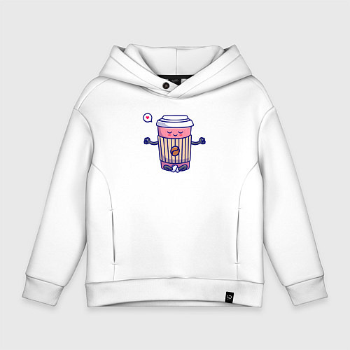 Детское худи оверсайз Coffee relax / Белый – фото 1