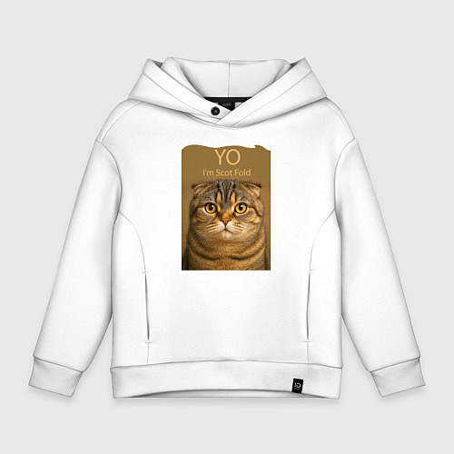Детское худи оверсайз Yo - Im Scottish Fold / Белый – фото 1
