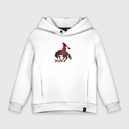 Детское худи оверсайз Девушка на лошади / Белый – фото 1