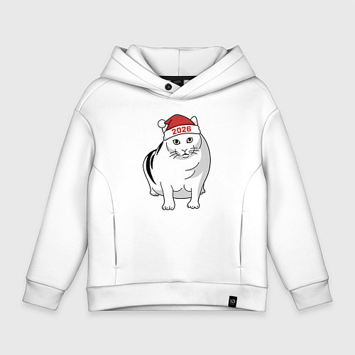 Детское худи оверсайз Мемный кот Бендер - 2026 / Белый – фото 1