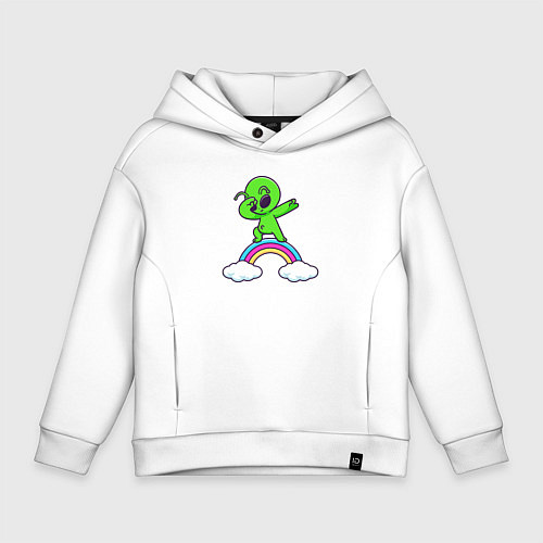 Детское худи оверсайз Пришелец на радуге / Белый – фото 1
