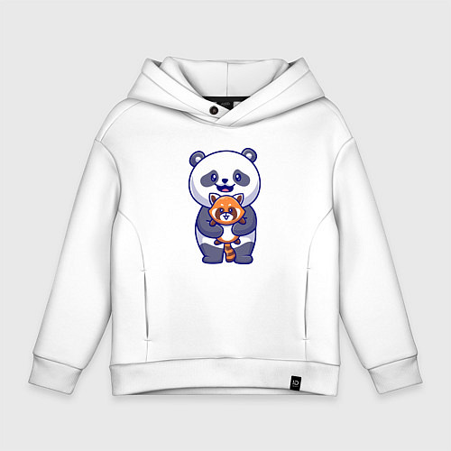 Детское худи оверсайз Две панды / Белый – фото 1