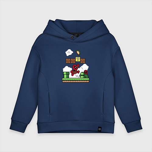 Детское худи оверсайз Deadpool Mario / Тёмно-синий – фото 1