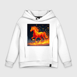 Толстовка оверсайз детская Волшебная огненная лошадь, цвет: белый