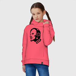 Толстовка оверсайз детская Ленин: музыка СССР, цвет: коралловый — фото 2