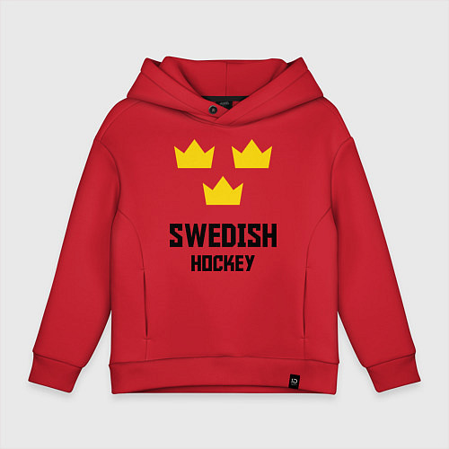 Детское худи оверсайз Swedish Hockey / Красный – фото 1
