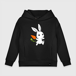 Толстовка оверсайз детская Зайка с морковкой, цвет: черный