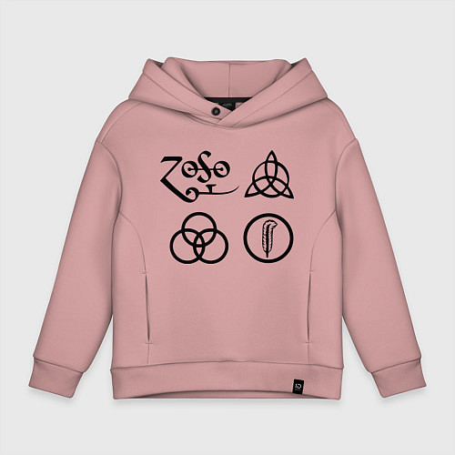 Детское худи оверсайз Led Zeppelin: symbols / Пыльно-розовый – фото 1