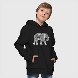 Толстовка оверсайз детская Расписной слон, цвет: черный — фото 2